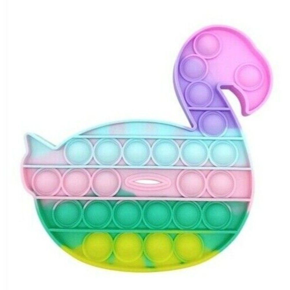 Fidget Toy Swan Bird Push Pop Bubble Rainbow Silicone Sensory